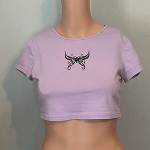 Y2K style  Crop Top with Butterfly Design